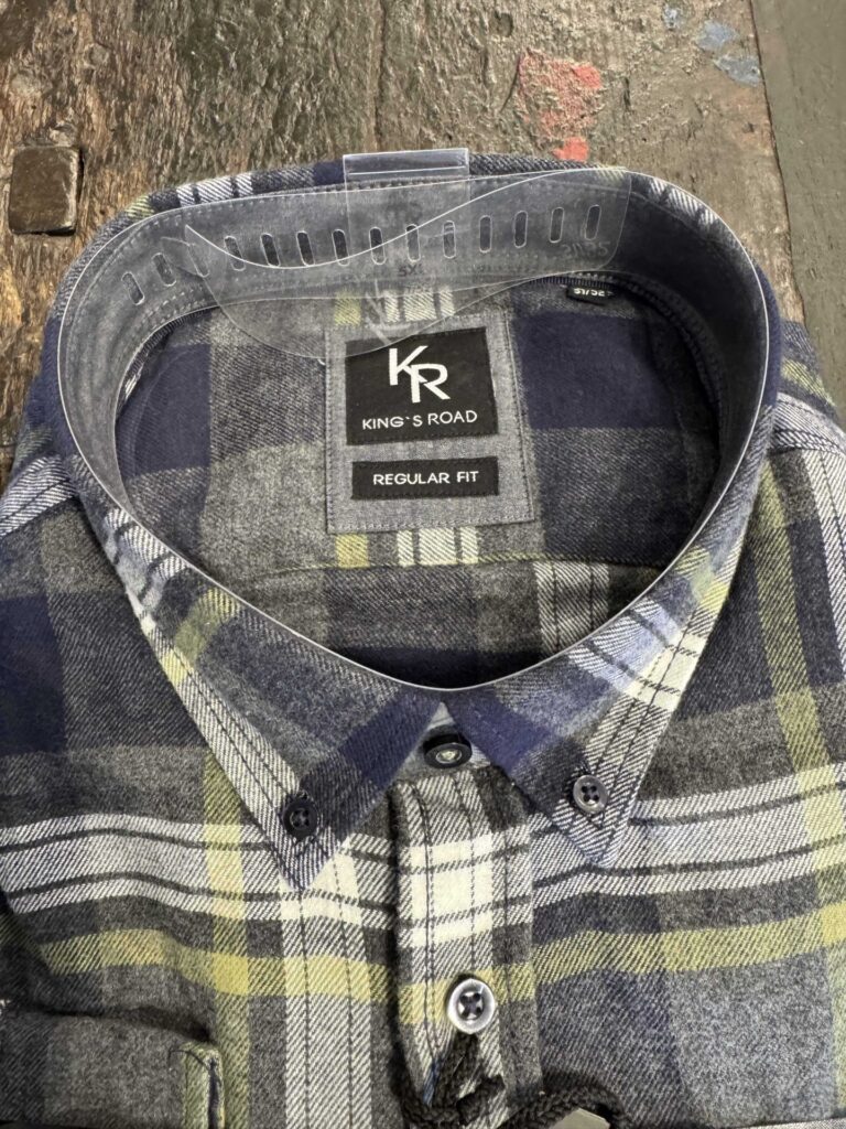 Kings Road flannel skjorte en brystlommer grøn blå hvid ternet