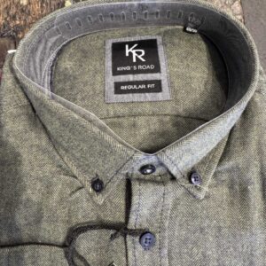 Kings Road flannel sildeben mønster skjorte en brystlommer grøn