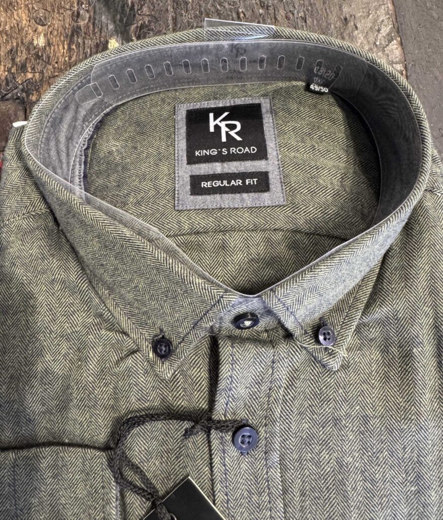 Kings Road flannel sildeben mønster skjorte en brystlommer grøn