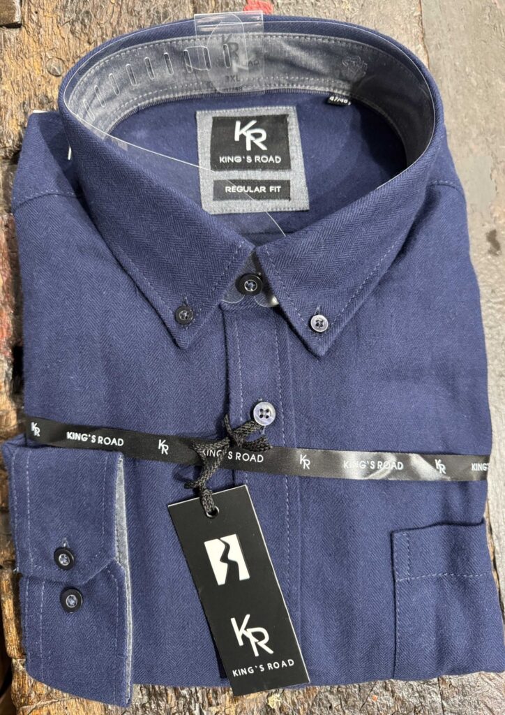 Kings Road flannel skjorte en brystlommer marine blå