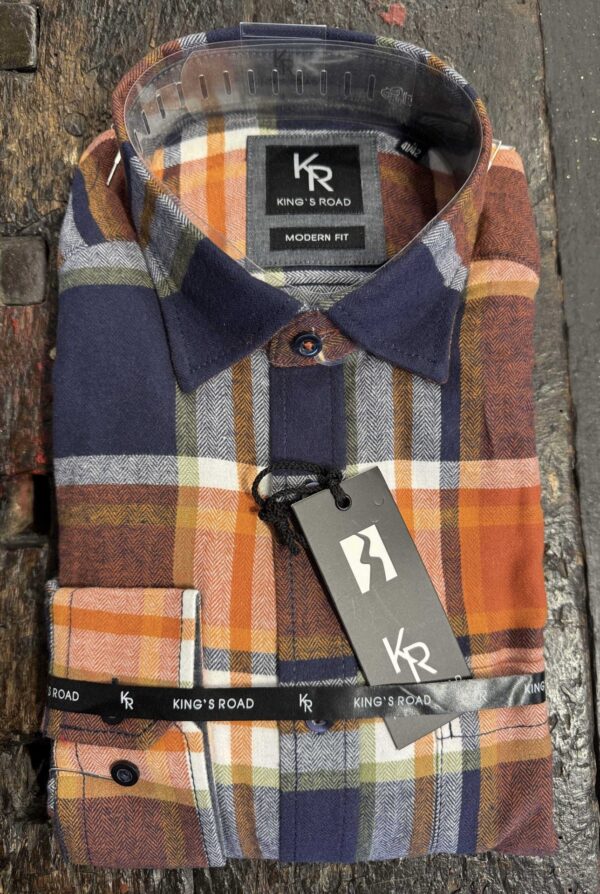 Kings Road comfort fit flannel ternet i friske orange farver