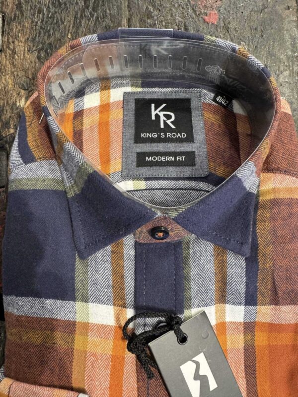 Kings Road comfort fit flannel ternet i friske orange farver – Bild 2