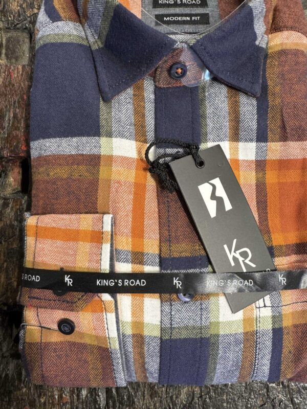 Kings Road comfort fit flannel ternet i friske orange farver – Bild 3