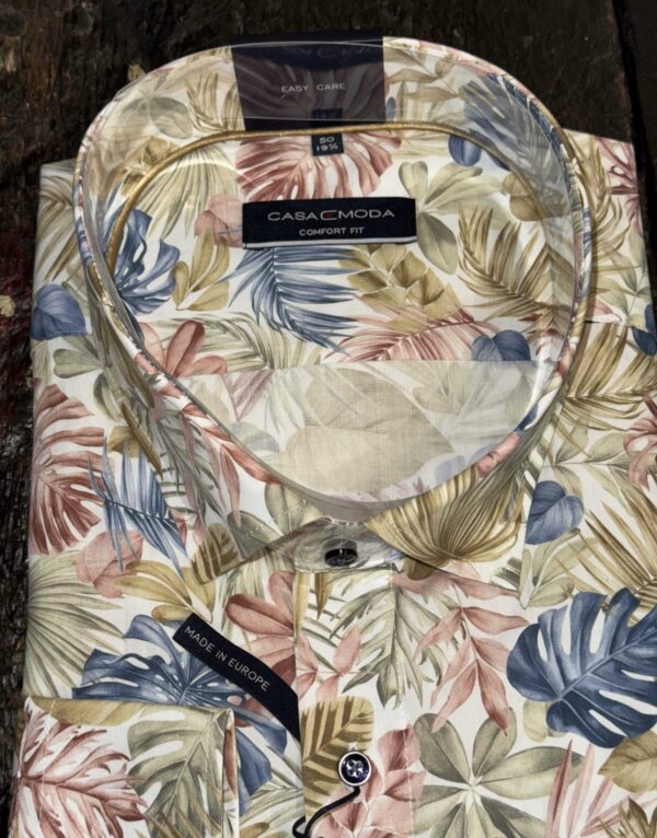 Casa Moda comfort fit skjorte beige med blad mønster – Bild 2