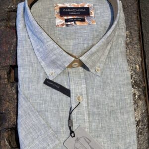 Casa Moda Casual fit kort ærmet skjorte korte ærmer 100% hør lys grøn