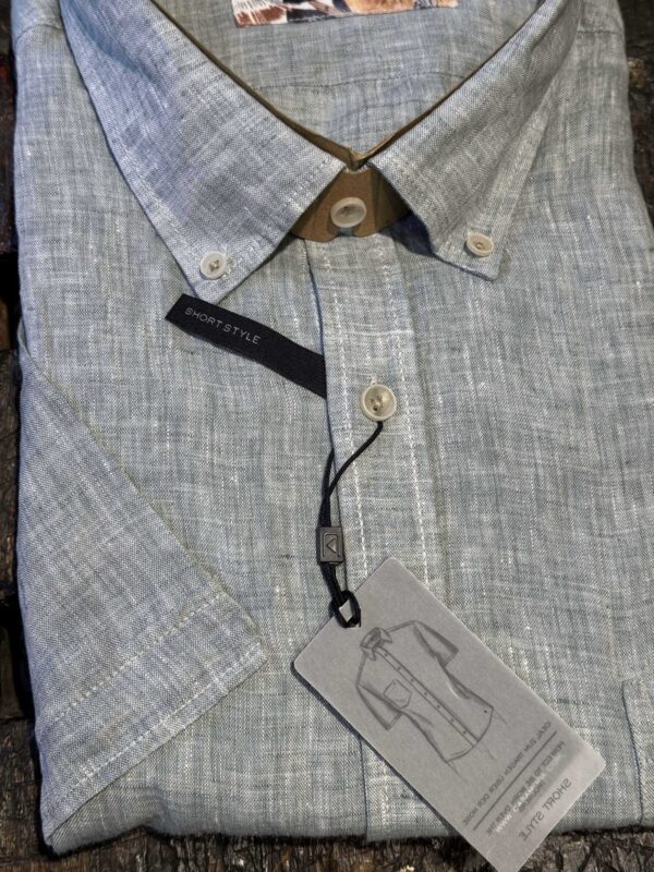 Casa Moda Casual fit kort ærmet skjorte korte ærmer 100% hør lys grøn - Billede 3
