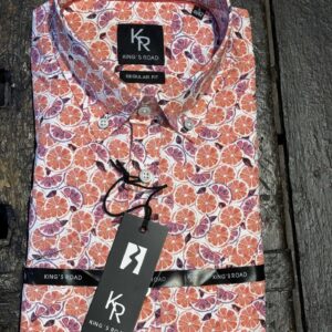 Kings Road comfort fit kort ærmet skjorte med appelsin skiver