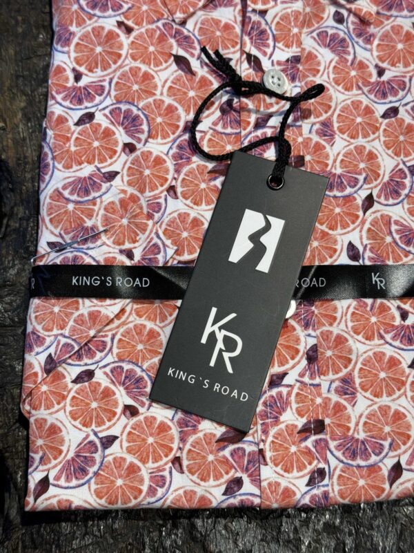 Kings Road comfort fit kort ærmet skjorte med appelsin skiver - Billede 3