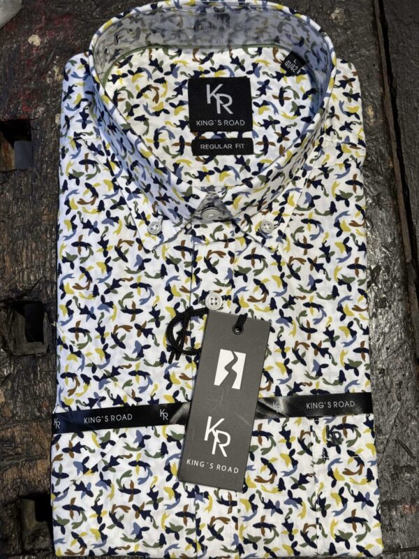Kings Road comfort fit kort ærmet skjorte med fisk