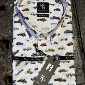Kings Road comfort fit kort ærmet skjorte med biler