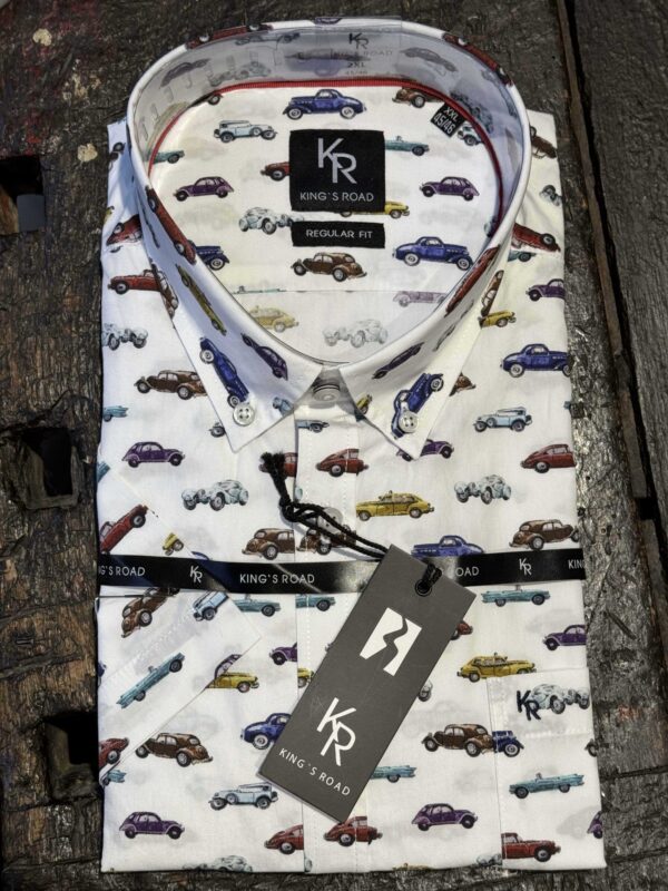 Kings Road comfort fit kort ærmet skjorte med biler