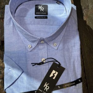 Kings Road comfort fit kort ærmet skjorte lys blå