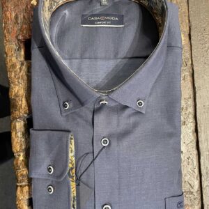 Casa Moda ensfarvet skjorte med button down comfort fit marine blå