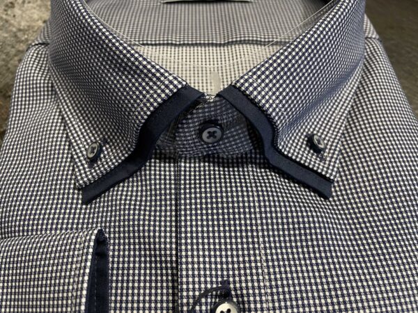 Casa Moda små mønstret skjorte med dobblet flip og button down blå/hvid – Bild 3