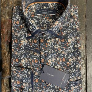 Casa Moda printed blomstret skjorte med button down sort