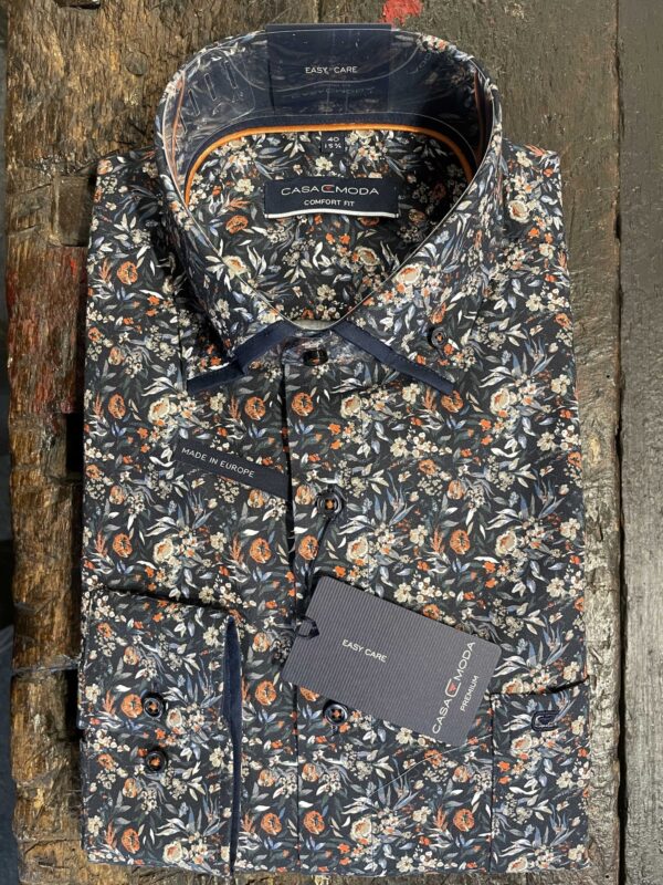 Casa Moda printed blomstret skjorte med button down sort