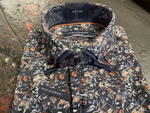 Casa Moda printed blomstret skjorte med button down sort – Bild 3