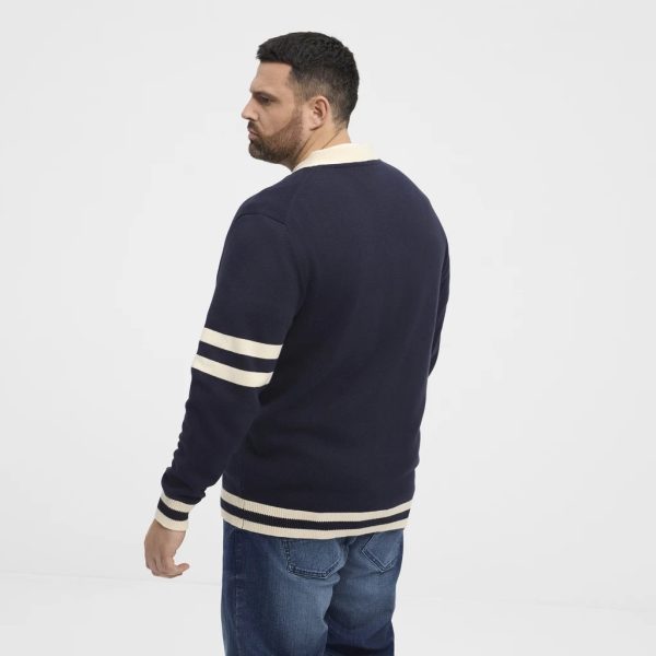 North Latitude Stilfuld cardigan i 100% bomuld, designet med sporty striber på ærmerne og kontrastdetaljer  TALL - Billede 3