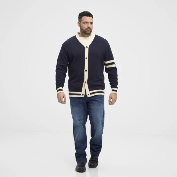 North Latitude Stilfuld cardigan i 100% bomuld, designet med sporty striber på ærmerne og kontrastdetaljer  TALL - Billede 4