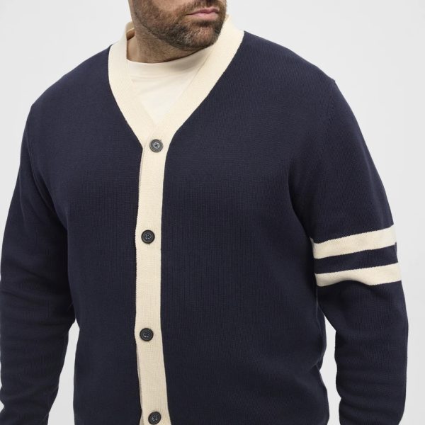 North Latitude Stilfuld cardigan i 100% bomuld, designet med sporty striber på ærmerne og kontrastdetaljer  TALL - Billede 5