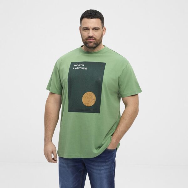 North latitude printet t-shirt rund-hals mellem grøn - Billede 2