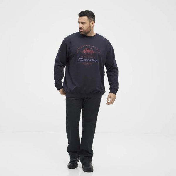 North Latitude blød bomuldssweatshirt med broderet motiv foran nat blå - Billede 4