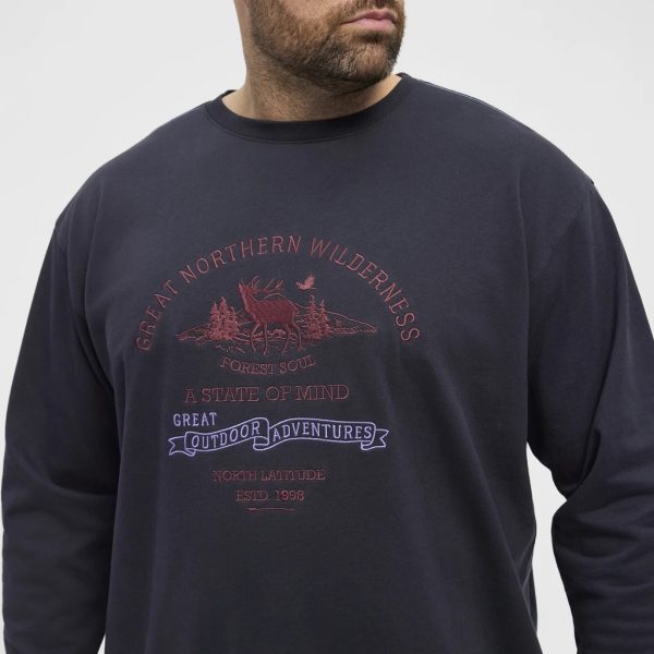 North Latitude blød bomuldssweatshirt med broderet motiv foran nat blå - Billede 5