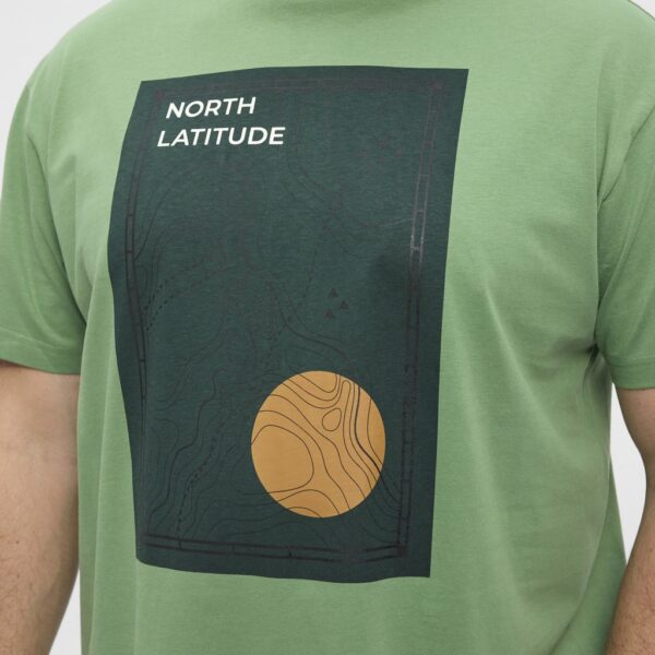 North latitude printet t-shirt rund-hals mellem grøn - Billede 5