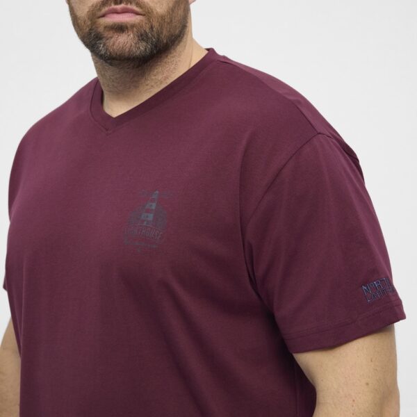 North latitude printet t-shirt v-hals bordeaux - Billede 5
