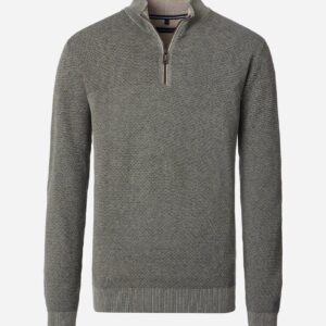 Casa Moda striktrøje med kort lynlås farve seagrass