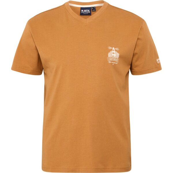 North latitude printet t-shirt v-hals camel