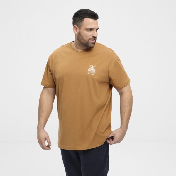 North latitude printet t-shirt v-hals camel - Billede 2