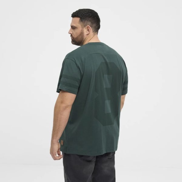 North Latitude T-shirt med trykt ryg og diskrete ærmestriber flaske grøn - Billede 3