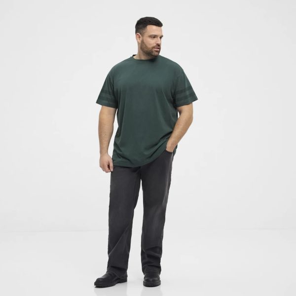 North Latitude T-shirt med trykt ryg og diskrete ærmestriber flaske grøn - Billede 4