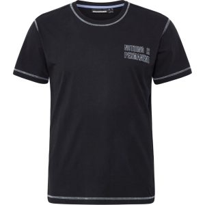North Latitude T-shirt med kontrastsyninger og lille teksttryk foran sort