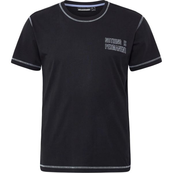 North Latitude T-shirt med kontrastsyninger og lille teksttryk foran sort