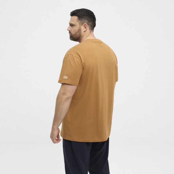 North latitude printet t-shirt v-hals camel - Billede 3
