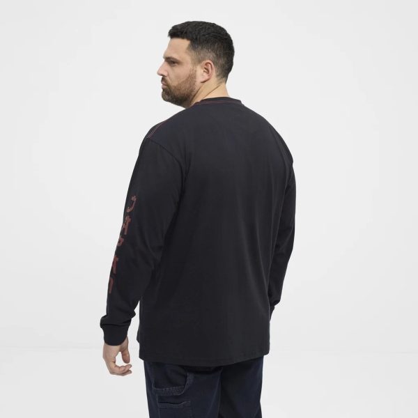 North Latitude Langærmet T-shirt med tryk på bryst og ærme sort - Billede 3