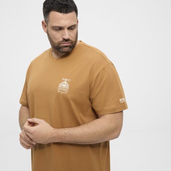 North latitude printet t-shirt v-hals camel - Billede 5
