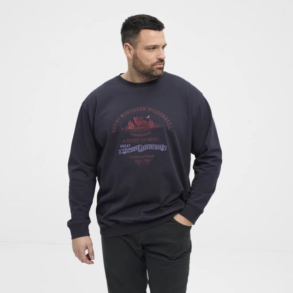 North Latitude blød bomuldssweatshirt med broderet motiv foran nat blå - Billede 2