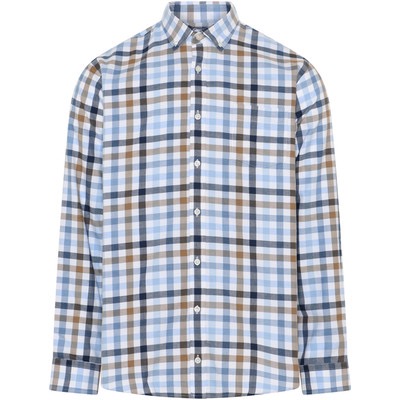 Compass classic lang ærmet skjorte i flot tern og med butten down, beige, hvid og blå