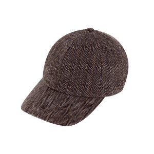 Fiebig base ball cap lavet i stribet herringbone bordeaux