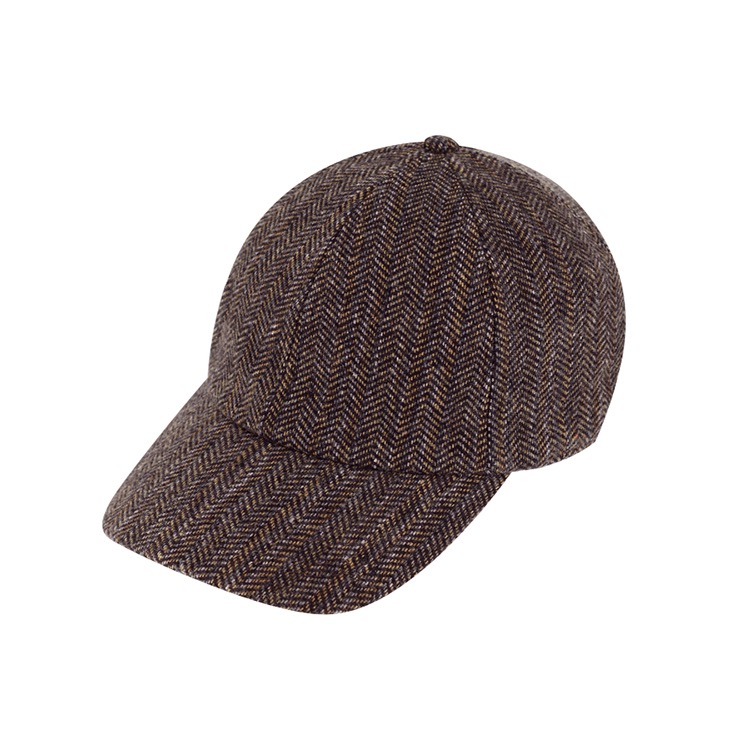 Fiebig base ball cap lavet i stribet herringbone bordeaux