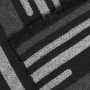 Fiebig striped scarf with short fringes, anthracite