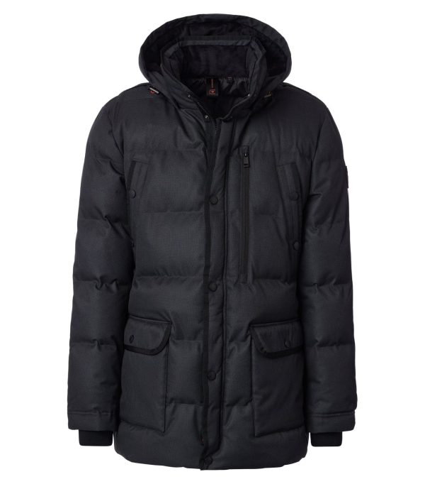 Casa Moda parka med aftagelig hætte og lækkert foer i lommerne antracit