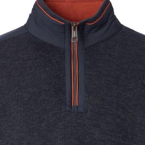 Casa Moda knitted jumper with half zip at the neck, sky blue