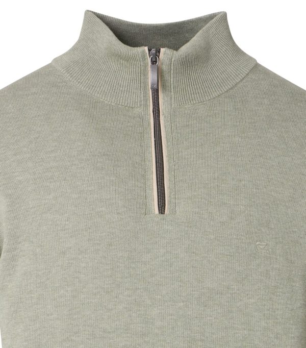 Casa Moda sweat trøje med halv lyn og farve søgræs - Billede 3