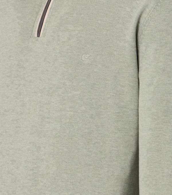 Casa Moda sweat trøje med halv lyn og farve søgræs - Billede 4