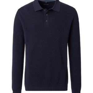 Casa Moda lang ærmet bomuld polo flat strikket sky captain