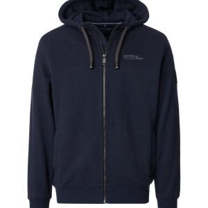 Casa Moda sweat cardigan med hætte og vildt mange detaljer marine blå